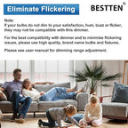 BESTTEN 10 Pack Dimmer Light Switch, Single-Pole or 3-Way Dimmer Switches, 120V, Compatible with Dimmable LED, CFL, Incandescent and Halogen Bulbs, Decorator Wallplate Included, UL Listed, White