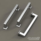 Alzassbg 10 Pack Polished Chrome Cabinet Pulls, 3 Inch(76mm) Hole Centers Cabinet Handles Square Kitchen Hardware for Cabinets AL3046CP