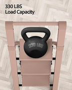 Taranta 3 Step Ladder, Lightweight Aluminum Step Stool with Convenient Handgrip, Folding Ladder with Anti-Slip Pedals, 330lbs Capacity Stepladder for Home, Office, Kitchen - Peach Pink