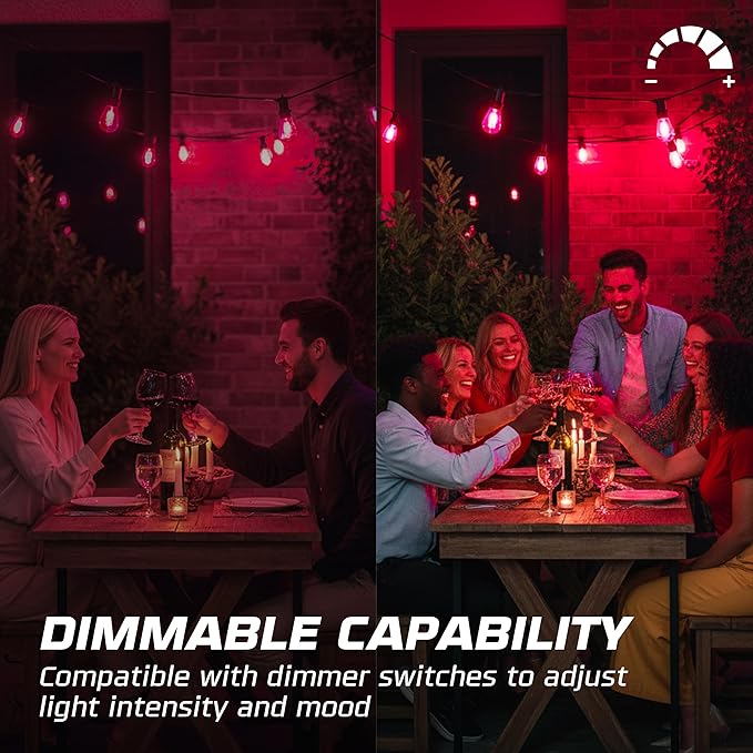 OHLECTRIC Red Night Light Bulbs (10-Pack) 11-Watt S14 Sign Bulb, Decorative Light Bulbs, E26 Medium Base, Colorful Bulbs, Dimmable, Sign Replacement Lamp for Indoor & Outdoor Use. Avg Hours 5000