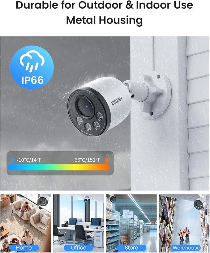 ZOSI 4K PoE NVR Security Camera System,4pcs 8MP Weatherproof Wired PoE Cameras,Smart Person Vehicle Detection,One-Way Audio,People Counting,H.265+ 4K/8MP 8CH NVR with 2TB HDD for Home 24/7 Recording