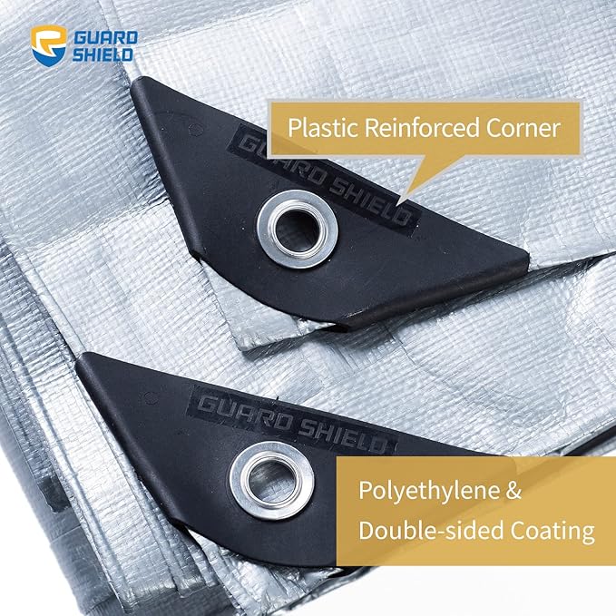 GUARD SHIELD Heavy Duty Tarp 12x16 Feet Silver Multi Purpose Thick Waterproof Poly Tarp Cover 10mil