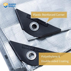 GUARD SHIELD Heavy Duty Tarp 12x24 Feet Silver Multi Purpose Thick Waterproof Poly Tarp Cover 10mil