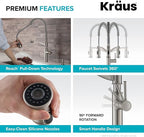 KRAUS Sellette Commercial Style Spot Free Stainless Steel Single Handle Pull-Down Kitchen Faucet with Deck Plate and Soap Dispenser, KPF-1683SFS-KSD-80SFS