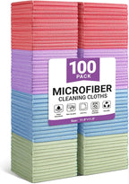 Microfiber Cleaning Cloth, 100 Pack Assorted Color Cleaning Rags for Housekeeping, Colorful Reusable Microfiber Towels for Car, Kitchen, Bathroom and Household Cleaning Supplies, 11.8"X11.8"