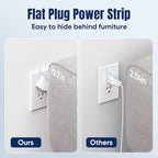 2 Pack 5 FT Flat Plug Surge Protector Power Strip,11 Multiple AC Outlets with 6 USB Ports (2 USB C), 5 Feet Extension Cord, 1250W/10A, One Touch Switch Button, 17 in 1 Compact powerstrip