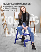 Taranta 3 Step Ladder,Aluminum Lightweight Folding 3 Step Stool with Anti-Slip Wide Pedal,330lbs Capacity Step Ladder for Household,Kitchen,Office - Blue