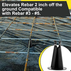 200 Pieces 2-1/4 Inch Length x 1.97 Diameter for Plastic Rebar Chair #3 to #5 Black Heavy Construction Concrete Tool