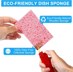 Zhengmy 48 Pieces Kitchen Sponge Bulk Natural Sponges for Dishes Compressed Wood Pulp Sponges Cleaning Sponge Without Scratching for Kitchen Bathroom, 3.9 x 2.4 x 0.12 Inch (Multicolor)