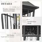 Darkaway Large Outdoor Wall Lights for House, 18inch Exterior Lighting Fixtures Wall Mount Outdoor Porch Lights Waterproof Black Outdoor Sconce Lights with Seeded Glass for Patio Hallway Garage