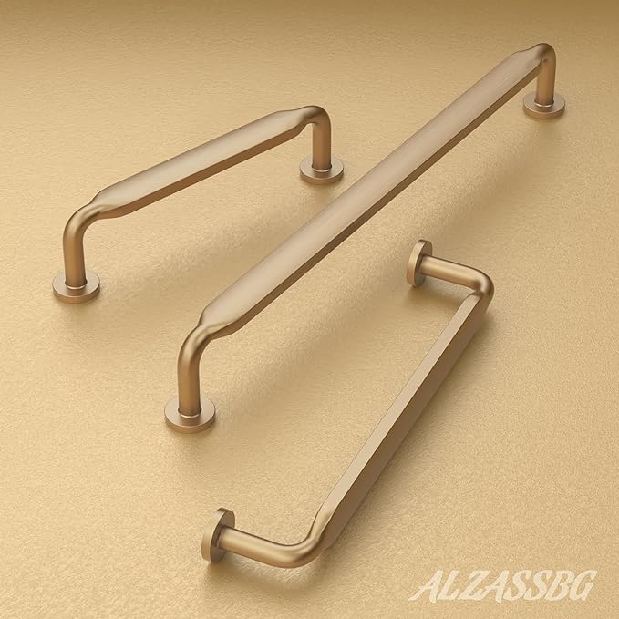 Alzassbg 10 Pack Champagne Bronze Cabinet Handles, 5 Inch(128mm) Hole Centers Arch Modern Cabinet Pulls Kitchen Cabinets Hardware for Cabinets and Drawers AL3503TGP