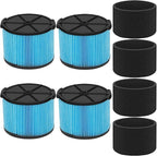 VF3500 Filter Replacement for Ridgid 4 Gallon Shop Vaccum, 26643 Fine Dust Filter for 3/4/4.5 Gallon Wet Dry Portable Vacuums, Replaces WD40700, WD30500-4 Pack