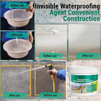 5Kg/202Fl.oz Transparent Waterproof Coating Invisible Waterproof Agent Set with Indoor&Outdoor Insulating Sealant with Wooden Brush Putty Knife Cut Resistant Work Gloves Paint Roller(6L/1.58Gal)