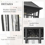 Darkaway Outdoor Wall Lights for House, Exterior Lighting Fixtures Wall Mount Outdoor Porch Lights Waterproof Black Outdoor Sconce Lights with Seeded Glass for Patio Hallway Garage