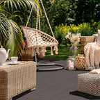 Goovilla Plastic Interlocking Deck Tiles, 27 Pack Outdoor Patio Flooring, 12"x12" Interlocking Decking Tile Outdoor All Weather Use, Waterproof Patio Paver for Pool Balcony Backyard Porch, Dark Coffee