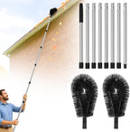 10.5FT Gutter Cleaning Brush with Adjustable Pole - No Ladder, Professional Long Reach Gutter Brush with Replaceable Brush for Removing Leaves and Trash from Roof Gutters