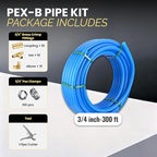 3/4 Inch-300 ft Foskan Blue PEX-B Pipe,Water Tubing with a Pipe Cutter,30 PCS PEX & 100 PCS Cinch Clamps