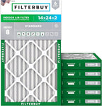Filterbuy 14x24x2 Air Filter MERV 8 (MPR 700) Dust Defense Replacement (6-Pack), Electrostatic Pleated HVAC AC Furnace Filters, Made in USA (Actual Size: 13.50 x 23.50 x 1.75)