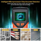 Stud Finder Wall Scanner - 5 in 1 Stud Finder Tool w/Smart Chip and HD LCD Display, Stud Detector Beam Finders for the Center and Edge of Wood AC Wire Metal Studs Joist Pipe (BloodOrange)