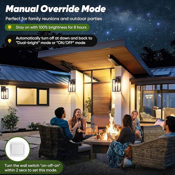 2-Pack Upgraded Motion Sensor Outdoor Wall Lights, 13” Dusk to Dawn Porch Lights Outdoor Wall Sconce Lanterns, 3 Lighting Modes Exterior Lighting Fixtures, Brown Outside Lights for House Patio Garage