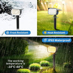 Solar Spot Lights Outdoor 2 Pack, [46 LED/3 Modes] Solar Landscape Spotlights Waterproof, 2-in-1 Auto On/Off Solar Powered Lights for Outside Yard Garden Wall Pathway(Warm White)