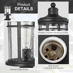 Darkaway Large Outdoor Post Lights Lamp Posts Outdoor Lighting, 17inch Post Lights Waterproof 2 Pack Outdoor Light Fixtures with Glassfor Outside Patio Yard Pathway