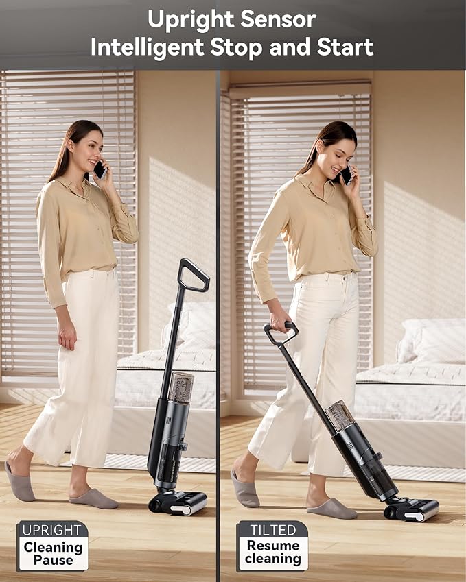 JONR ED12 PRO Wet Dry Vacuum Cleaner,Vacuum Mop All in One, Three Sided Cleaning,Hot Water Self-Cleaning,Hot Air Drying,Tangle-Free,Smart Hard Floor Cleaner Machine with Powerful Suction