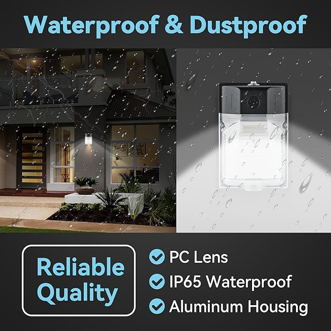 30W LED Wall Pack Light with Photocell 2Pack, 3CCT 4000/5000/6500K, 15/20/25/30W Selectable, LED Wall Lights Porch Lights Outdoor Security Lighting for House Garage Yard Garden, 100-277VAC, ETL Listed