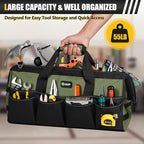 Heavy Duty Tool Bag 20-Inch, Extra Large 16-Pocket Portable Empty Tool Box Organizer Storage, Toolbox Organization, Soft Handle Carrying Toolbag with Zipper, Father Dad Men Mechanic Birthday Gift