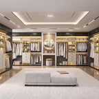 Closet System with Drawer - 8FT Wood Closet Organizer System with 3 Hanging Rods and Shelving Tower, 96" Walk In Closet Organizer Wardrobe, Heavy Duty Garment Rack Clothes Rack, White Oak