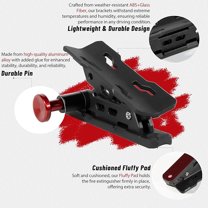 Quick Release Fire Extinguisher Mount - Universal Fit Roll Bar & Wall Mount Bracket, Fire Extinguisher Holder Bracket Adjustable Mounting for UTV ATV Motorcycle Jeep Wrangler Polaris RZR Ranger Can-Am