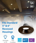 NICOR DLR56609120SOB DLR56(v6) 5/6-inch Oil-Rubbed Bronze 900 Lumen Selectable Recessed LED Downlight