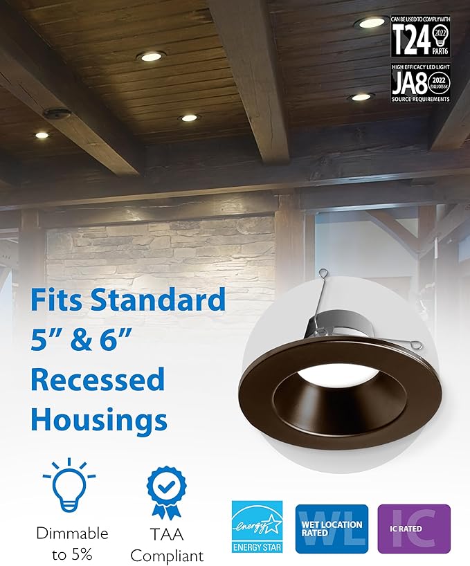 NICOR DLR56609120SOB DLR56(v6) 5/6-inch Oil-Rubbed Bronze 900 Lumen Selectable Recessed LED Downlight
