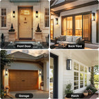 15.3" Large Motion Sensor Outdoor Wall Lights 2Pack, Dusk to Dawn Porch Lights Outdoor Wall Sconces,3 Lighting Modes Black Exterior Lighting Fixtures, Outside Lanterns for House Garage,None-Bulb