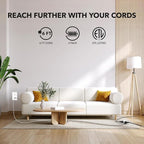 HBN Indoor Extension Cord, 6ft 3 Pack, White, 3 Outlets with Safety Cap Included, 2 Prong Polarized Plug, Perfect for Homes, Offices, and Kitchens