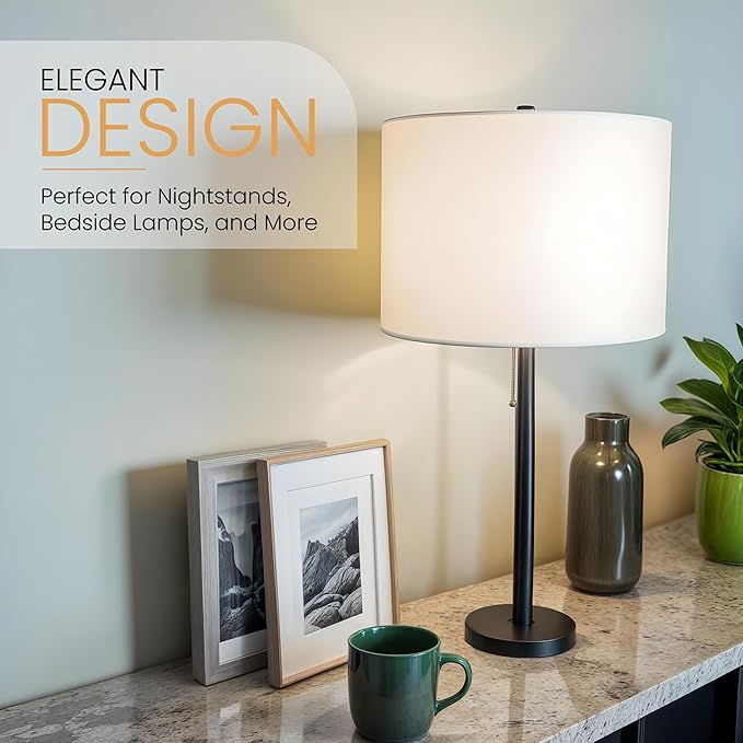 Linen Drum Lamp Shade - Heather White - 13" x 13" x 10" - Easy Installation & Versatile Home Decor | Round Shade for Table & Desk Lamps - ASSEMBLY REQUIRED