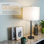 Linen Drum Lamp Shade - Heather White - 13" x 13" x 10" - Easy Installation & Versatile Home Decor | Round Shade for Table & Desk Lamps - ASSEMBLY REQUIRED