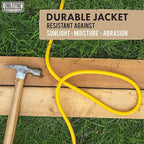 15 Ft Outdoor Extension Cord - 15 Amp 12/3 SJTW Heavy Duty Yellow 12 Gauge Lighted Electrical Cable with 3 Prong Grounded Plug