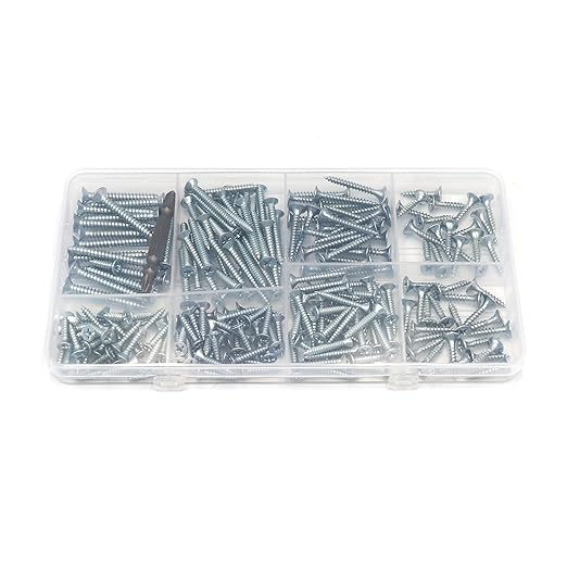 cSeao Wood Screws Assortment Kit, Phillips Flat Head Screws for Wood, Drywall Screws with Bit, 7 Sizes (5/8" to 2"), Pack of 200