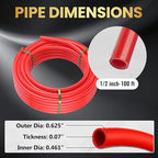 1/2 Inch-100 ft Foskan Red PEX-B Pipe,Water Tubing with a Pipe Cutter,24 Pcs 1/2" Pex Crimp Brass Fittings & 50 Pcs Clamp rings