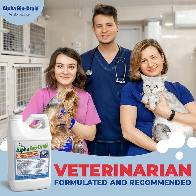 ALPHA BIO-DRAIN - Enzyme-Based Maintenance to Help Prevent Clogs and Reduce Odors from Pet Waste, Grease, Hair in Drains and Septic Systems - ½ Gallon by Alpha Tech Pet