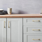 Goo-Ki 6 Pack Brushed Brass Cabinet Drawer Pulls, 5.04 Inch(128mm) c-c Solid Zinc Alloy Modern Bar Handles Dresser Pull Kitchen Hardware for Closet Wardrobe Cupboard Furniture, 9338TLS-128