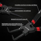 WISEUP Circlip Pliers 7 inch, Bent External Tips (Tip Diameter 1/20") Snap Ring Pliers Heavy Duty for C Clip Remover Retaining