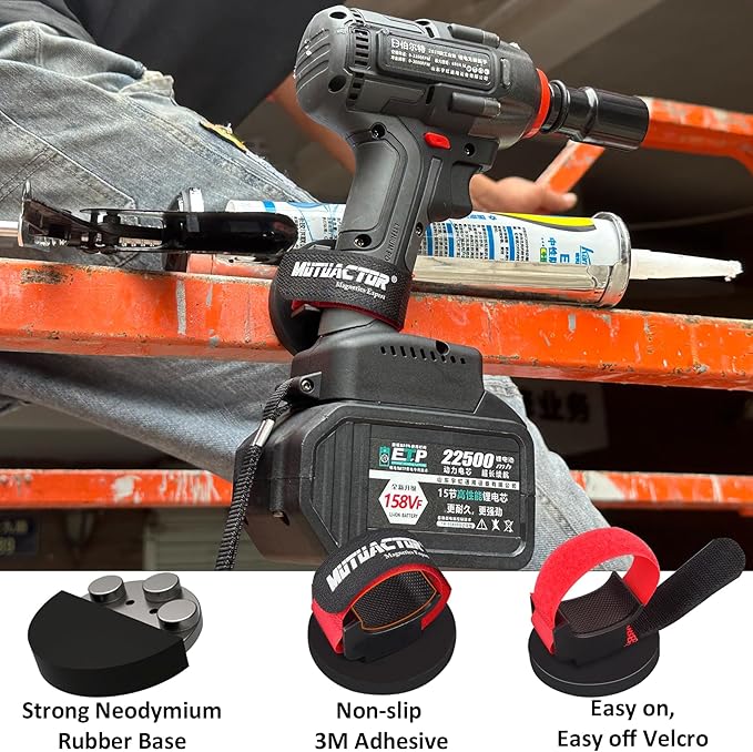 MUTUACTOR Tool Holster Drill Holder,Anti-Slip Magnetic Holders for Power Drills,2Pack Strong Handy Magnet Drill Bit Holder for Cordless Driller Impact Wrench Screws Bits Nails and Magnetic Hardware