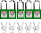 SAFBY Lockout Tagout Locks, Safety Padlock, Keyed Differently Loto Safety Padlocks for Lock Out Tag Out Kits Station (Green NO.1-10)