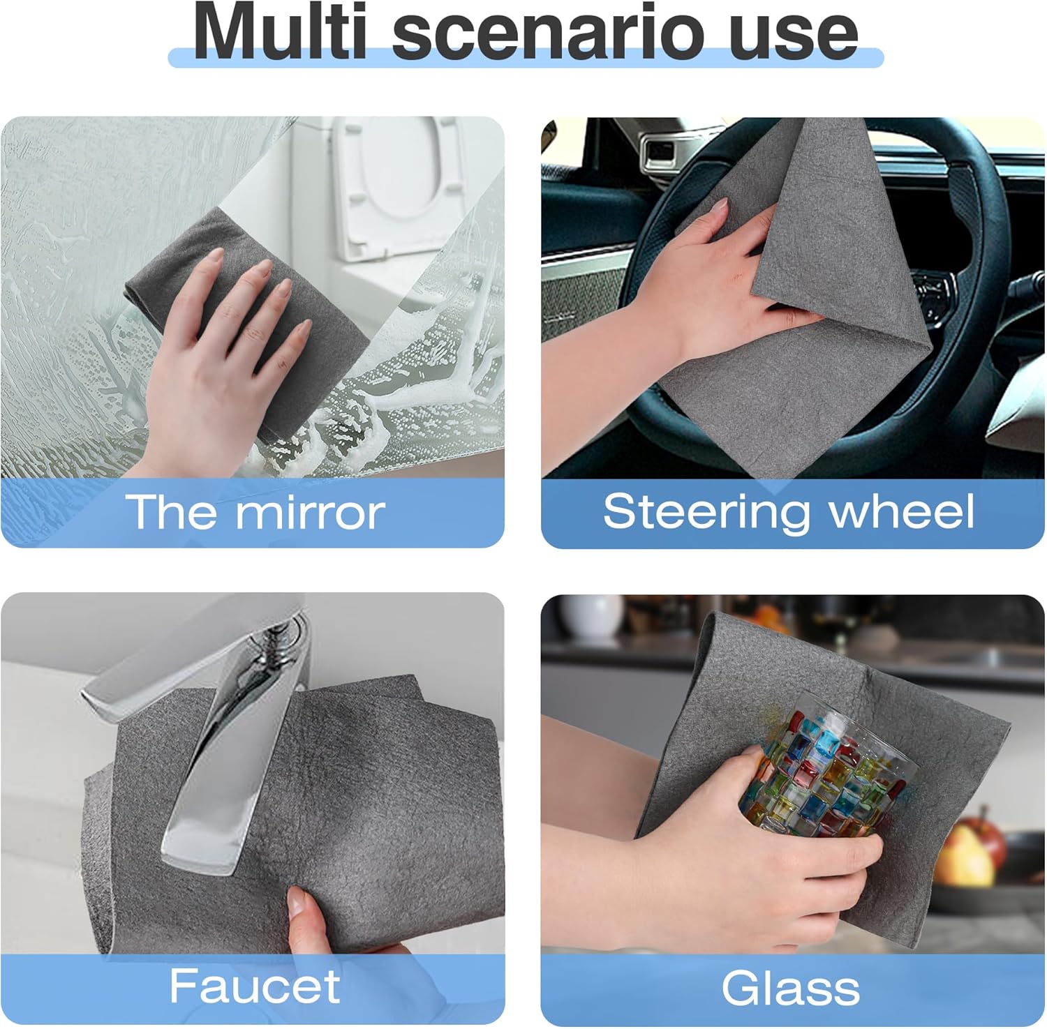 10 Pcs Thickened Magic Cleaning Cloth, Microfiber Streak Free Cleaning Cloths Reuseable Magic Cleaning Wipes for Windows Glass