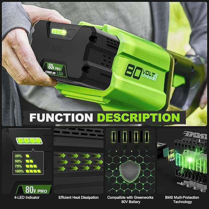 XAVITO Replacement for Greenworks 80V Battery 3000mAh, Compatible with Greenworks 80V Power Tool, New Upgraded 3X Longer Runtime, Replace for Greenworks Pro 80V Battery GBA80200 GBA80300