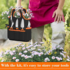 WNJ Garden Tool Set, 14PCS Complete Set of Heavy-Duty Stainless Steel Gardening Hand Tools with Stylish and Durable Tool Bag and Non-Slip Rubber Grips, Ideal Gardening Kit Gift for Women and Men