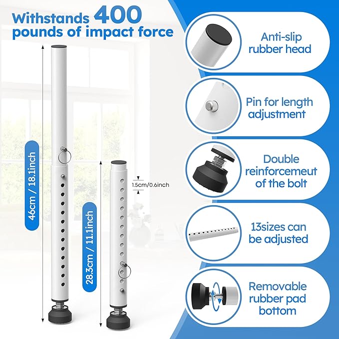 WooFog（Short）Security Bars for Sliding/Vertical Window, Adjustable Window Jammer Bars Security Inside,（Small）Window Guards for Home Security, 11" to 18" Anti Theft Window Safety Lock Bar -White 1 Pcs