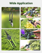 Garden Shears Set: 8.5" Bypass Pruning Shears & 6.5" Straight Trimming Scissors, Ultra-Sharp Garden Scissors with Stainless Steel Blades, Safety Lock, Gardening Gifts for Women Men, 2 Pack